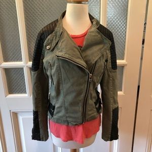 Green Zipper Biker Jacket